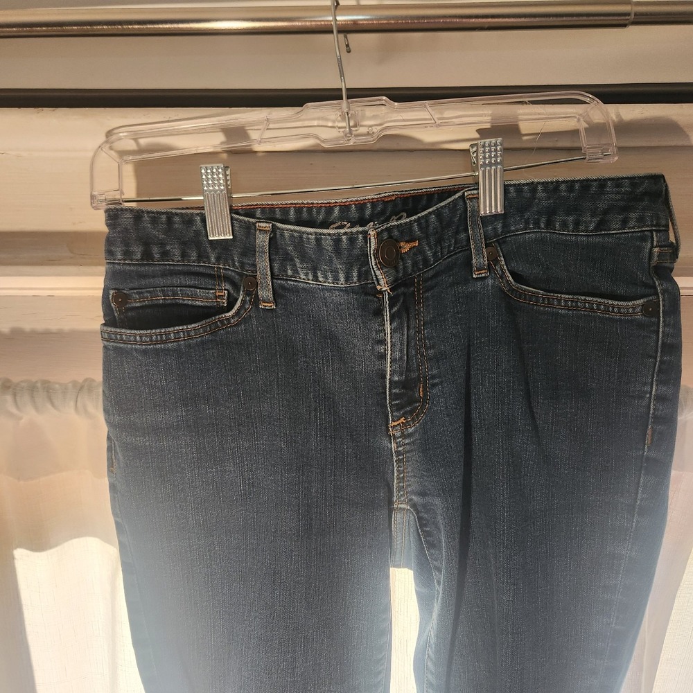 Eddie Bauer Bootcut Jeans Blue Denim Stretch Women Button Size 8S